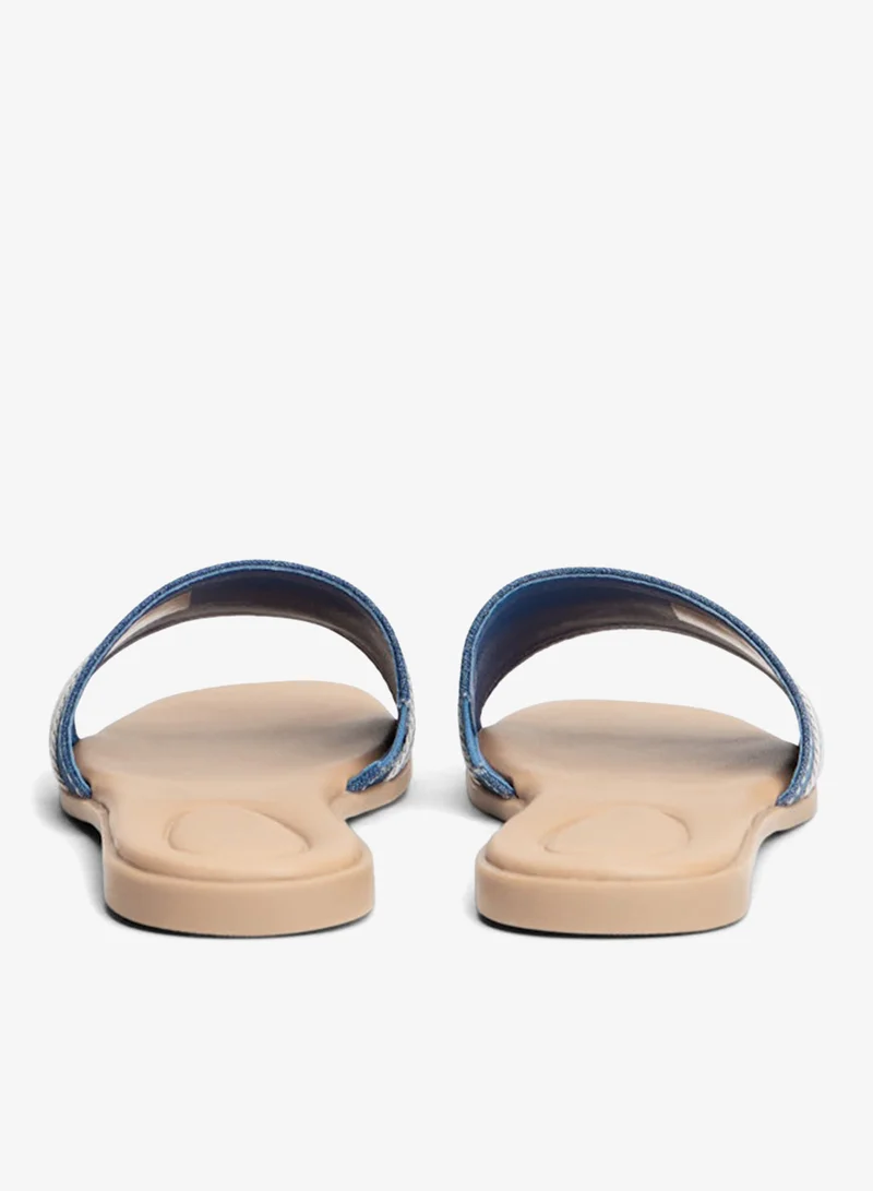TOMMY HILFIGER Denim Canvas Denim Webbing Strap Mules for Women | Best Price UAE